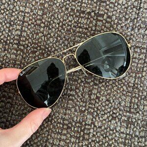 Ray Ban Large Metal Aviator Sunglasses - Polished Gold